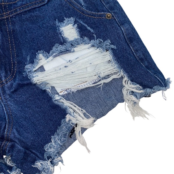 NUDE High Waist Distressed Cheeky Shorts, Size Small - Picture 7 of 11